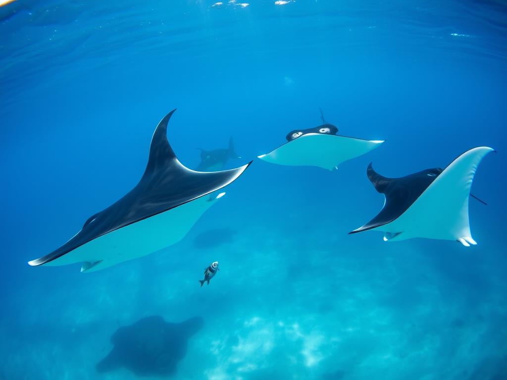 Ikan pari manta yang berenang di perairan Manta Sandy, Raja Ampat
