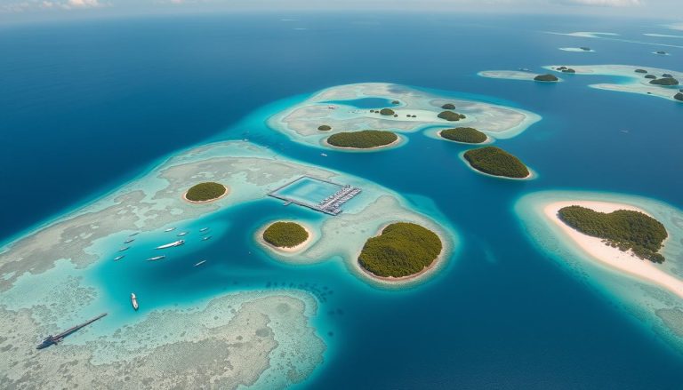Panorama laut biru dan pulau-pulau kecil di Raja Ampat, tempat snorkeling terbaik di Indonesia