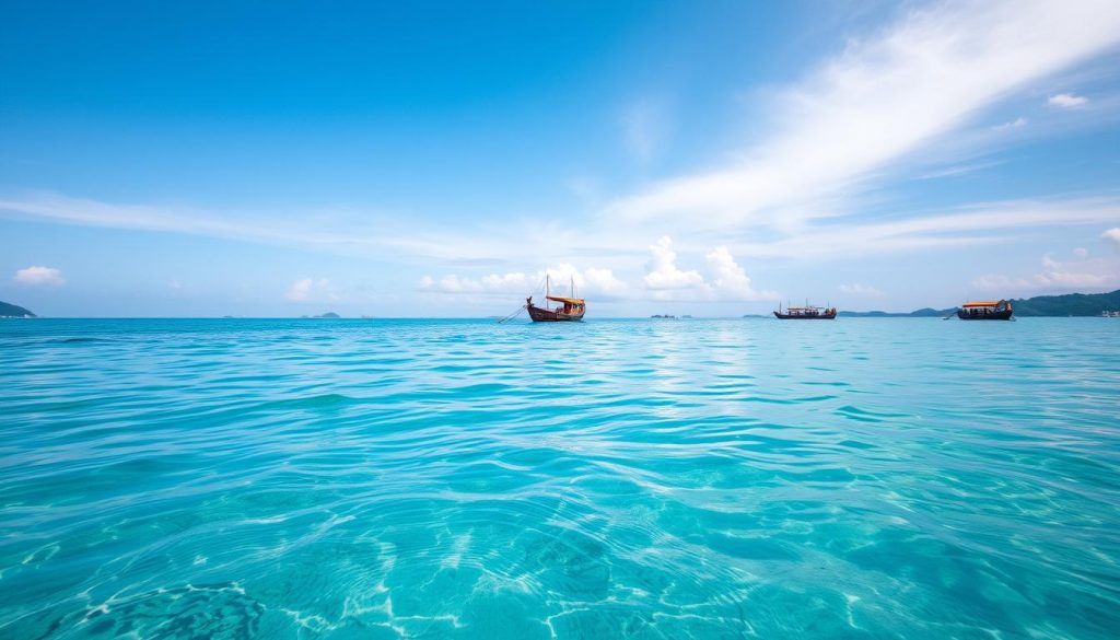 Pemandangan laut tenang di Raja Ampat saat musim terbaik untuk snorkeling